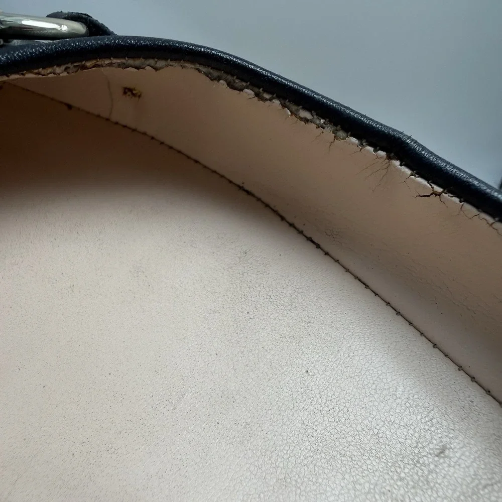 Kate Spade Payton Ballet Flats Black Leather Silver Logo Size 6.5B Slip-On